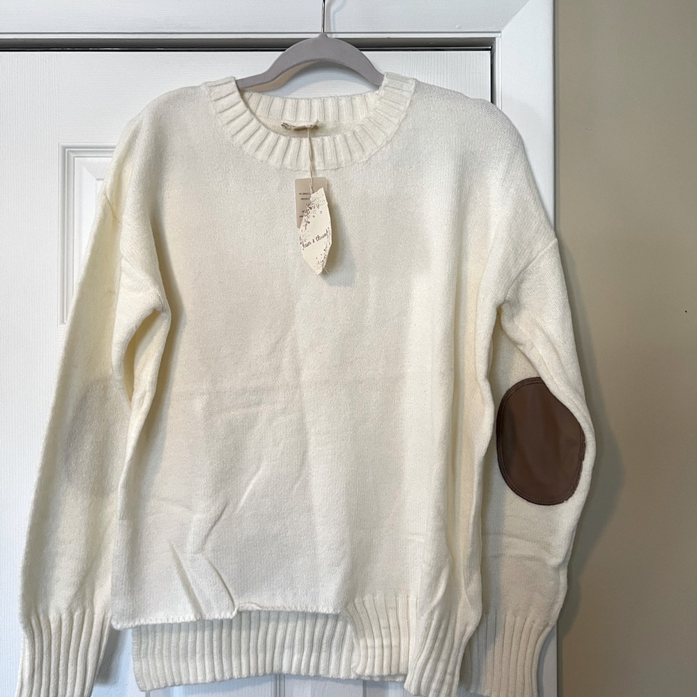 Hem & Thread NWT sweater L with elbow leather patches